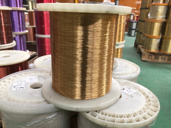Copper and coloured metal wire spools in the Gecho factory