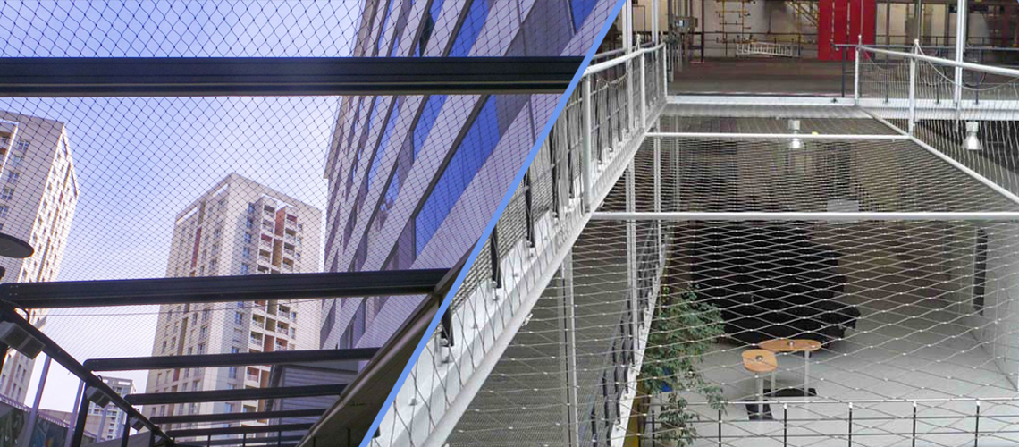 Stainless steel wire rope mesh fall protection safety net for construction and industrial anti-fall safety