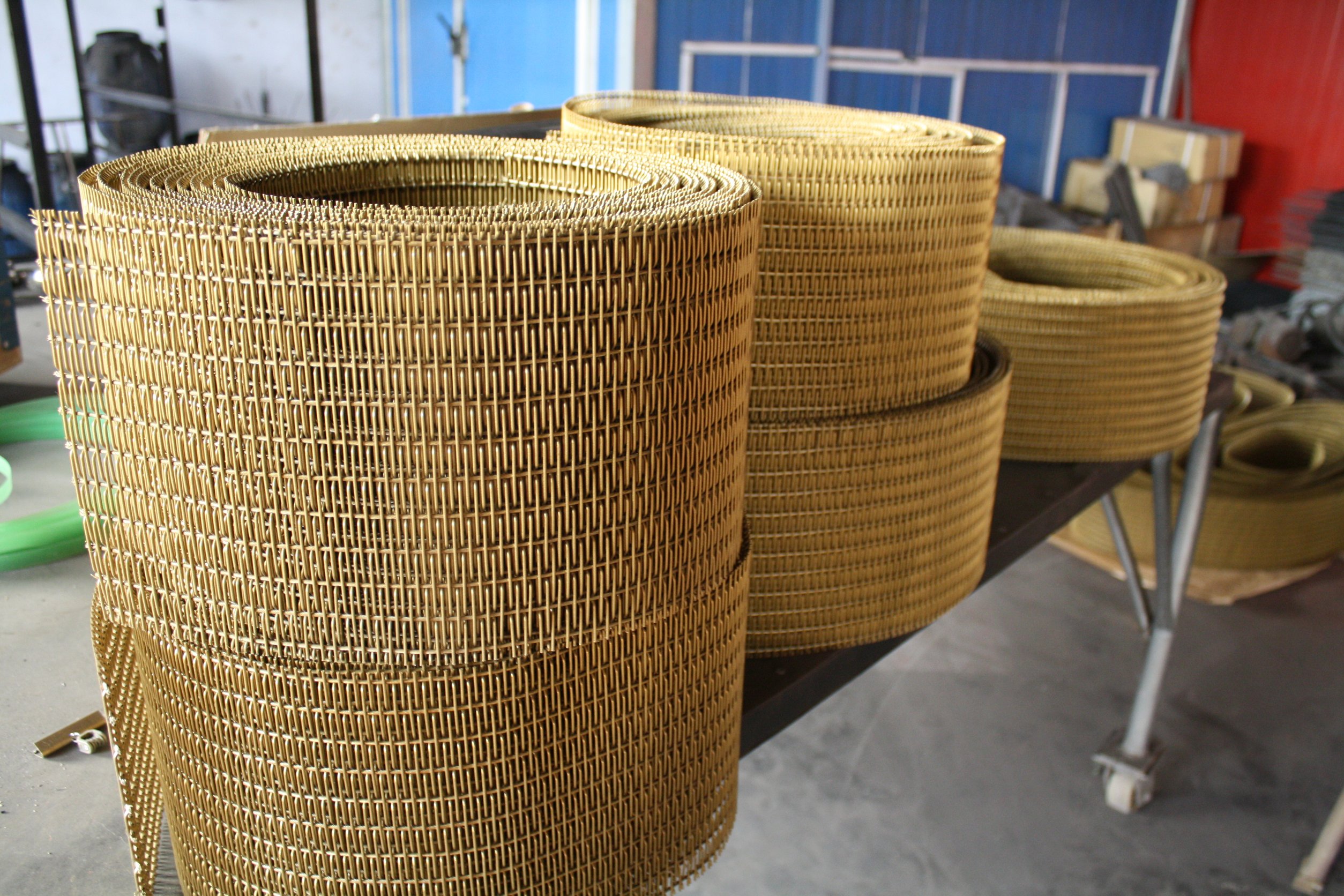 Finished woven metal mesh rolls ready for delivery